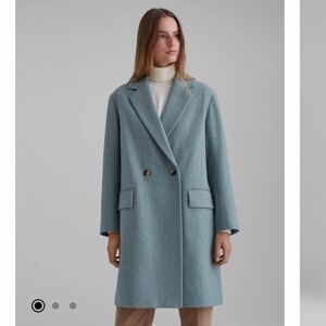 Club Monaco Relaxed Double-Breasted Wool Blend Coat Green Size L Oversize